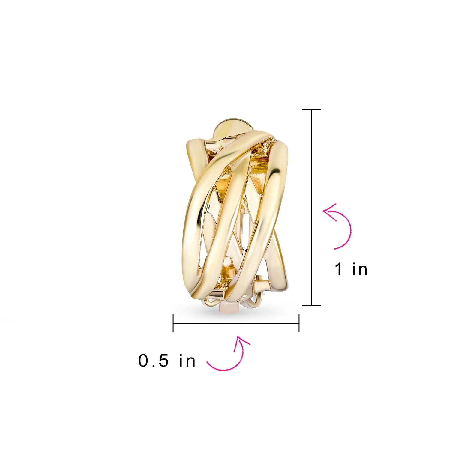 Classic Crystal Celtic Knot Clip-On Earrings Two Tone Non-Pierced 14K Gold Plated