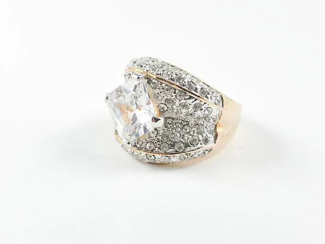 Classic Fine Center Stone With CZ Brass Rings