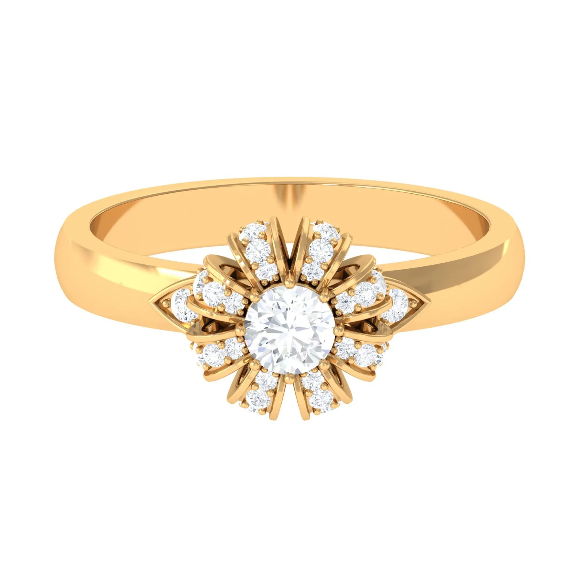 Classic Zircon Floral Engagement Ring