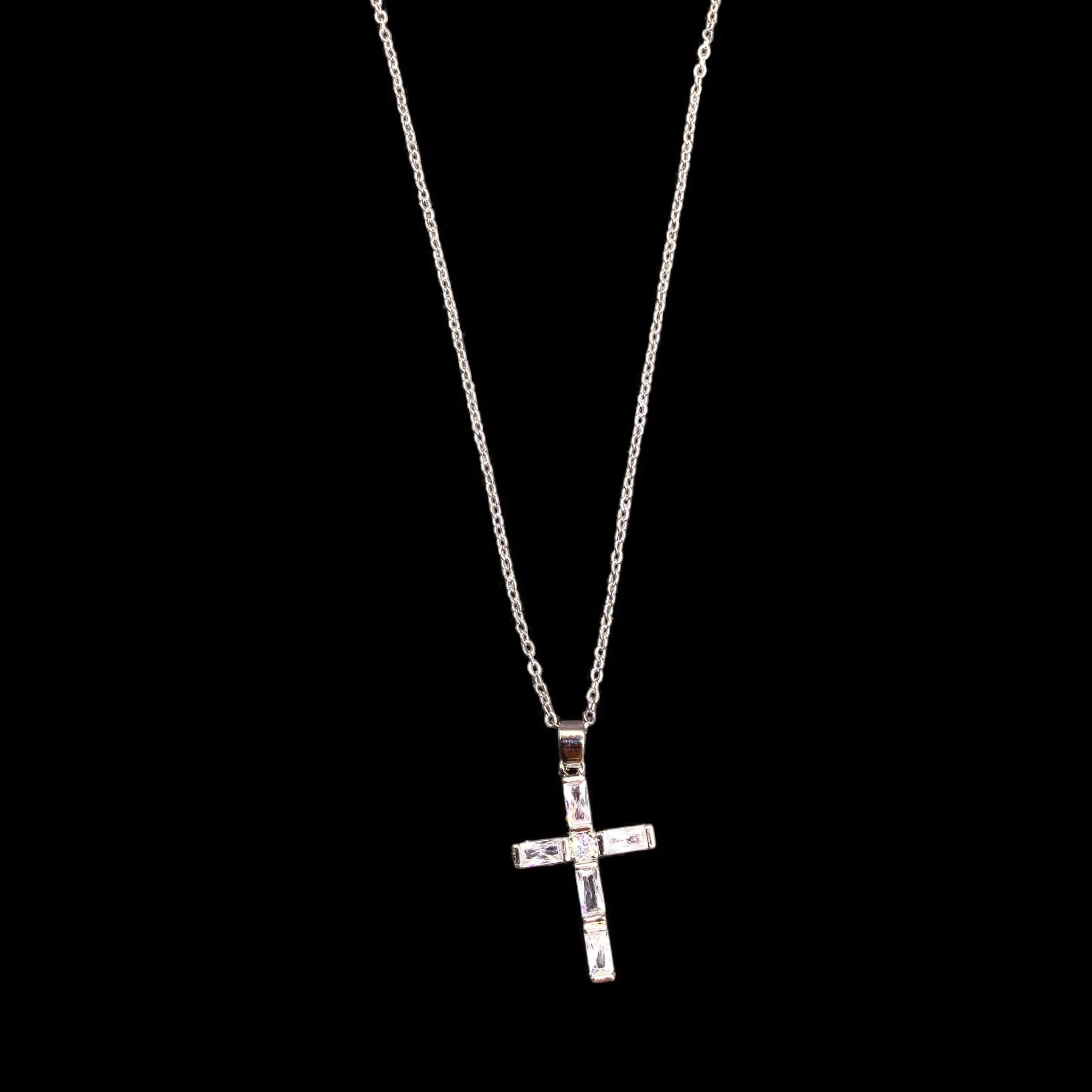 Cross Stainless Steel Necklace Pendants With Long Chain