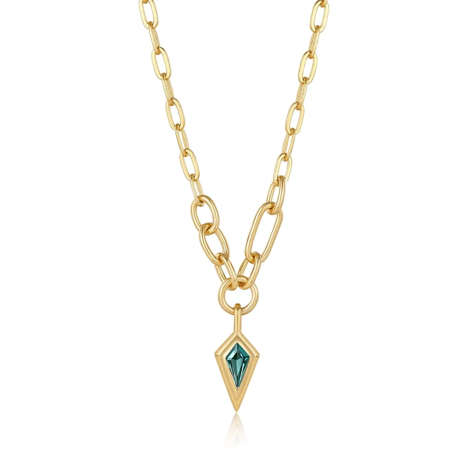 Dance 'Til Dawn - Gold Teal Sparkle Drop Pendant Chunky Chain Necklace