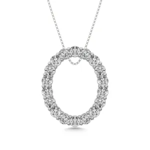 Diamond 1 ct tw Oval Shape Pendant in 14K White Gold