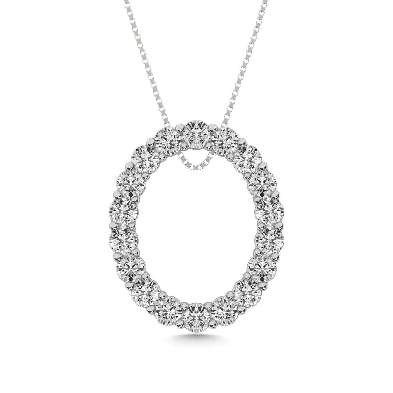 Diamond 1 ct tw Oval Shape Pendant in 14K White Gold