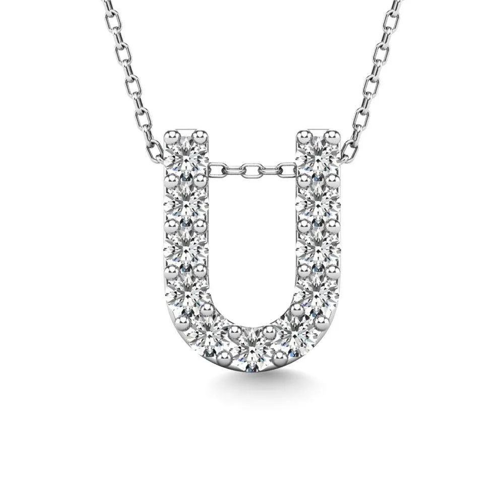 Diamond 1/10 Ct.Tw. Letter U Pendant in 14K White Gold"