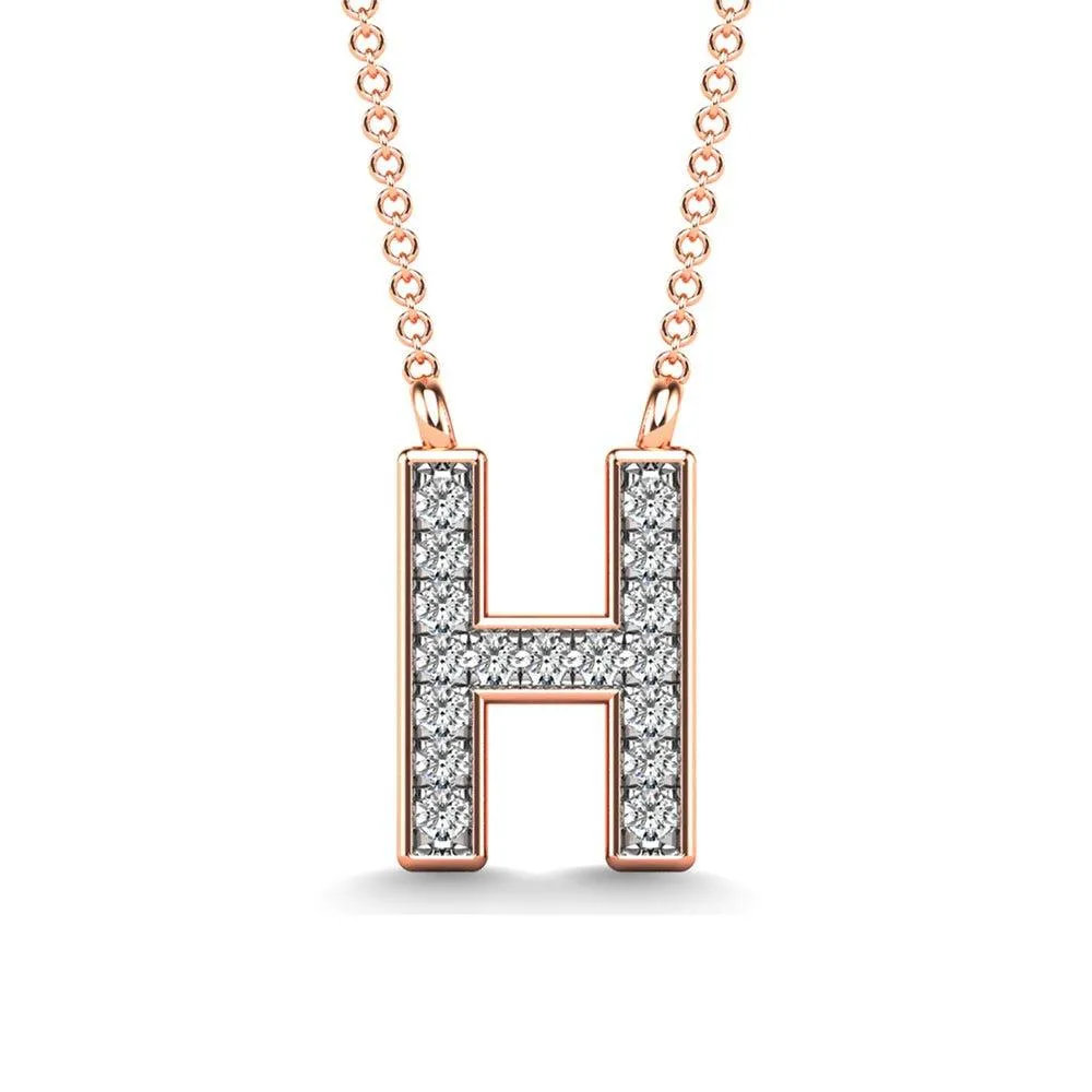 Diamond 1/20 Ct.Tw. Letter H Pendant in 10K Rose Gold