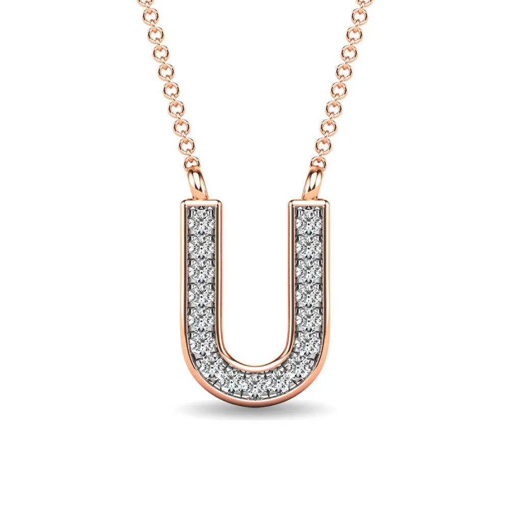 Diamond 1/20 Ct.Tw. Letter U Pendant in 10K Rose Gold