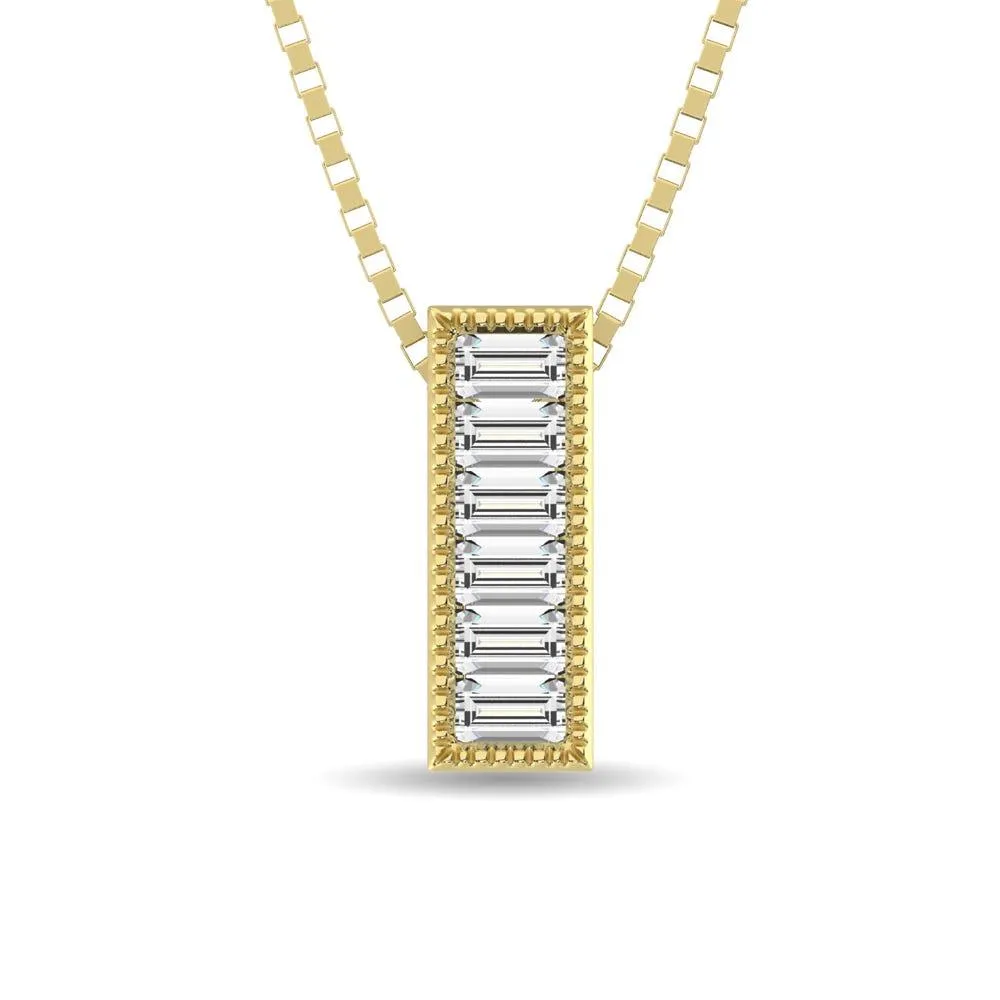 Diamond 1/20 Ct.Tw. Round and Baguette Fashion Pendant in 10K Yellow Gold