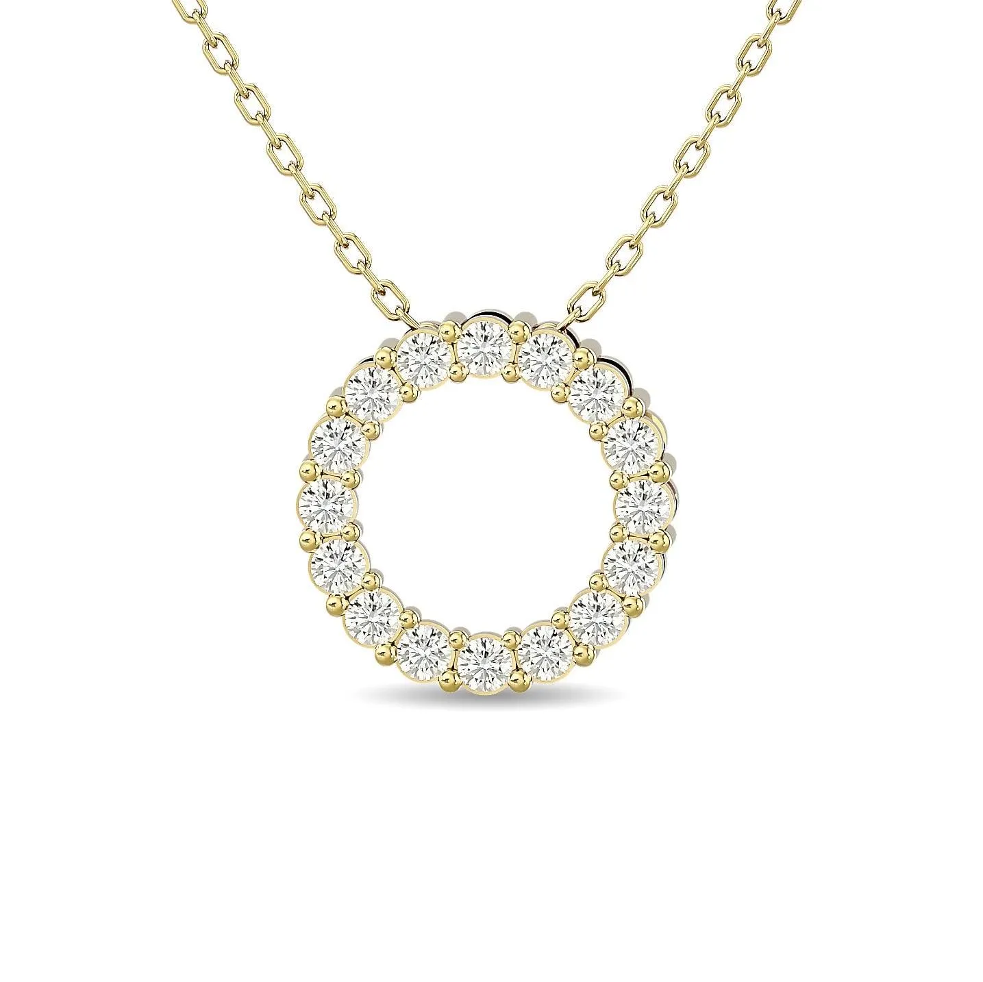 Diamond 1/4 Ct.Tw. Circle Pendant in 14K Yellow Gold