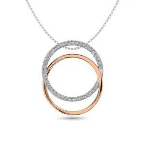 Diamond 1/6 ct tw Round Shape Pendant in 14K Two Tone Gold