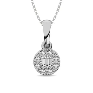 Diamond 1/6 Ct.Tw. Round and Baguette Fashion Pendant in 10K White Gold