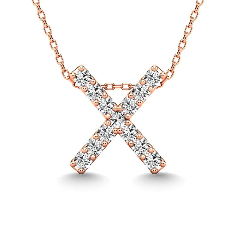 Diamond 1/8 Ct.Tw. Letter X Pendant in 14K Rose Gold"