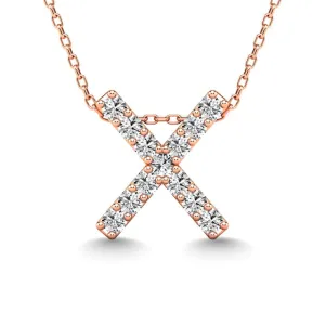 Diamond 1/8 Ct.Tw. Letter X Pendant in 14K Rose Gold"