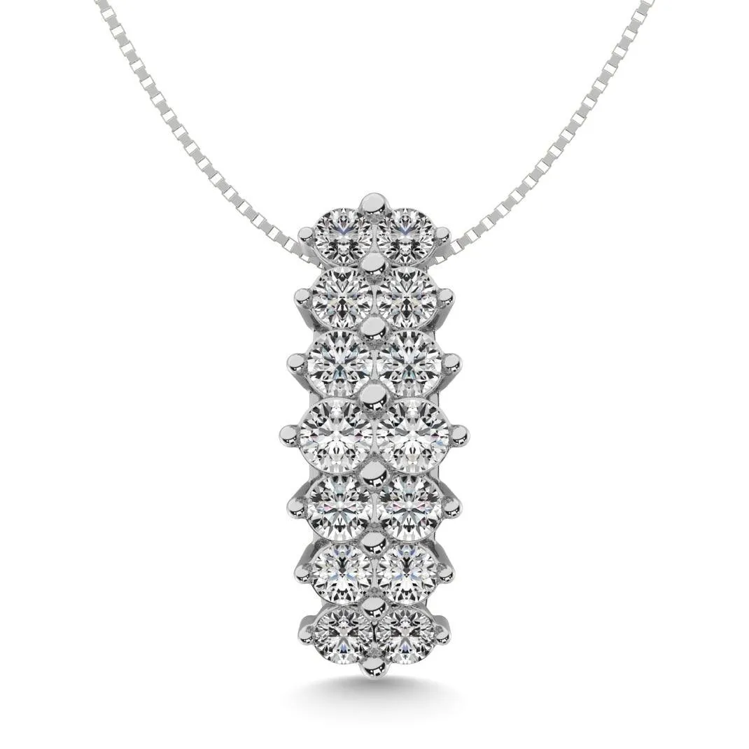 Diamond 3/4 ct tw Round Cut Pyramid Pendant in 14K White Gold