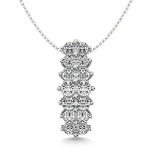 Diamond 3/4 ct tw Round Cut Pyramid Pendant in 14K White Gold