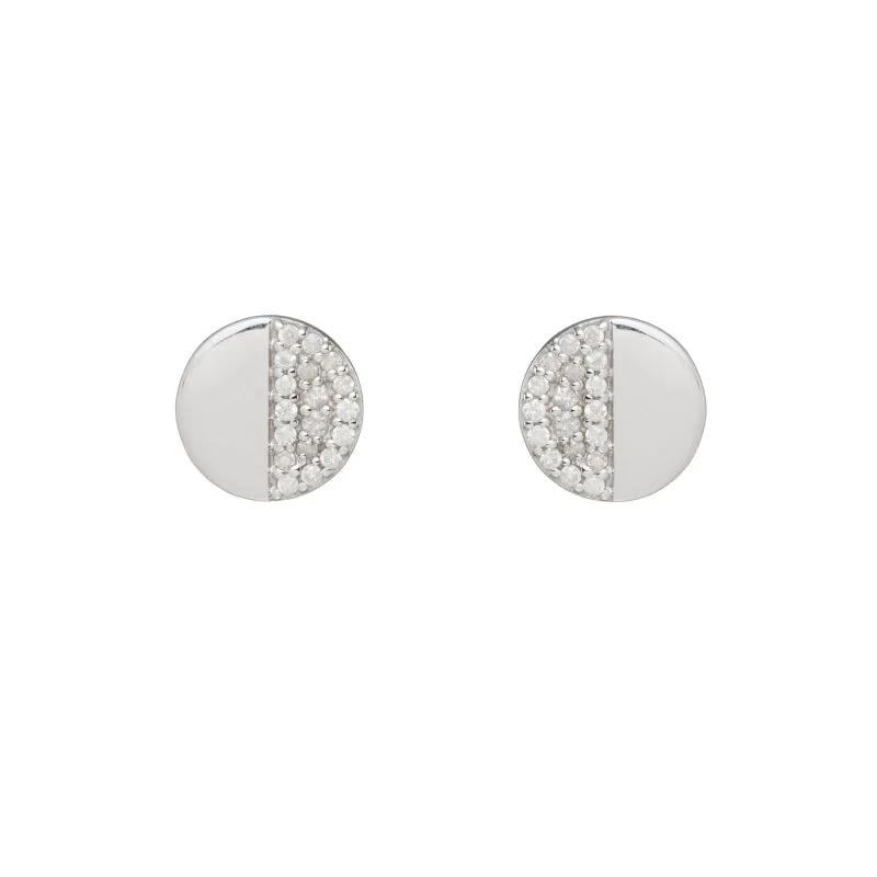 Diamond Disc Half Pavé Earrings