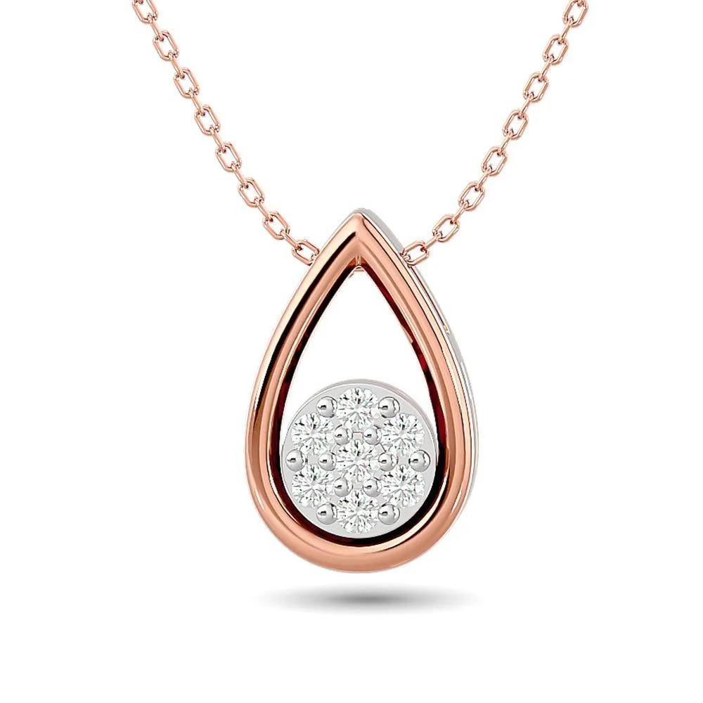 Diamond Tear Shape Pendant 1/10 ct tw Round Cut in 10K Rose Gold