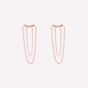 DOUBLE CHAIN DANGLE EARRINGS IN ROSE GOLD