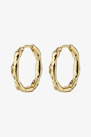 Eddy Recycled Organic Shaped Large Gold Plated Hoop Earrings