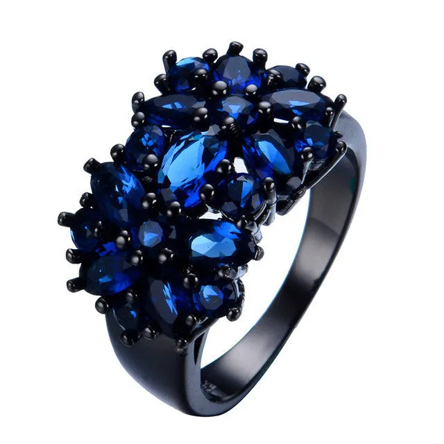 Elegant Purple Black Gold Filled CZ Ring Unique Design Vintage Party Wedding Rings For Women Christmas Fashion Jewelry