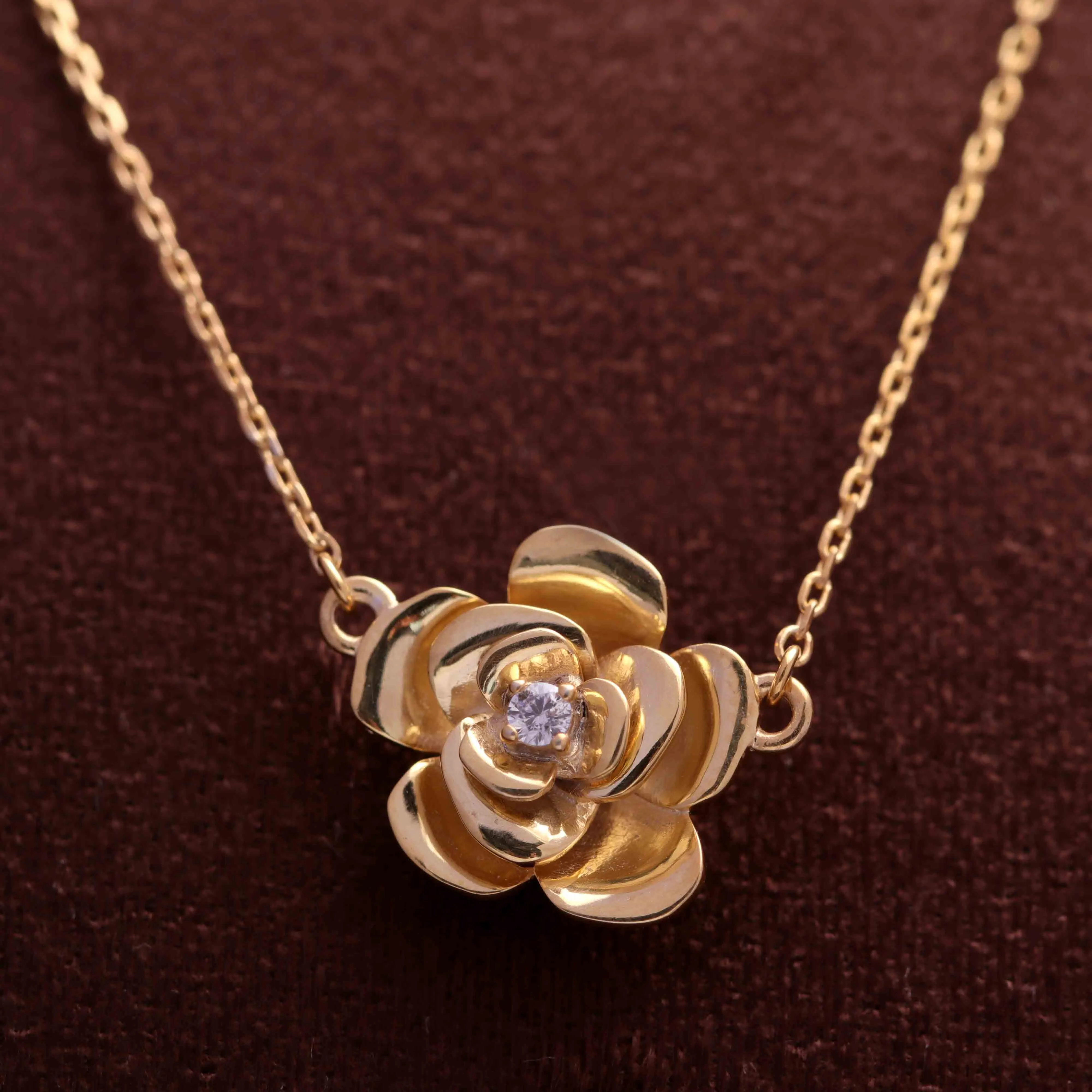 Elegant Rose Silver Pendant Necklace