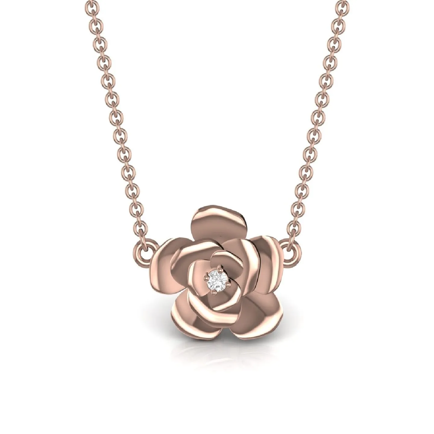 Elegant Rose Silver Pendant Necklace