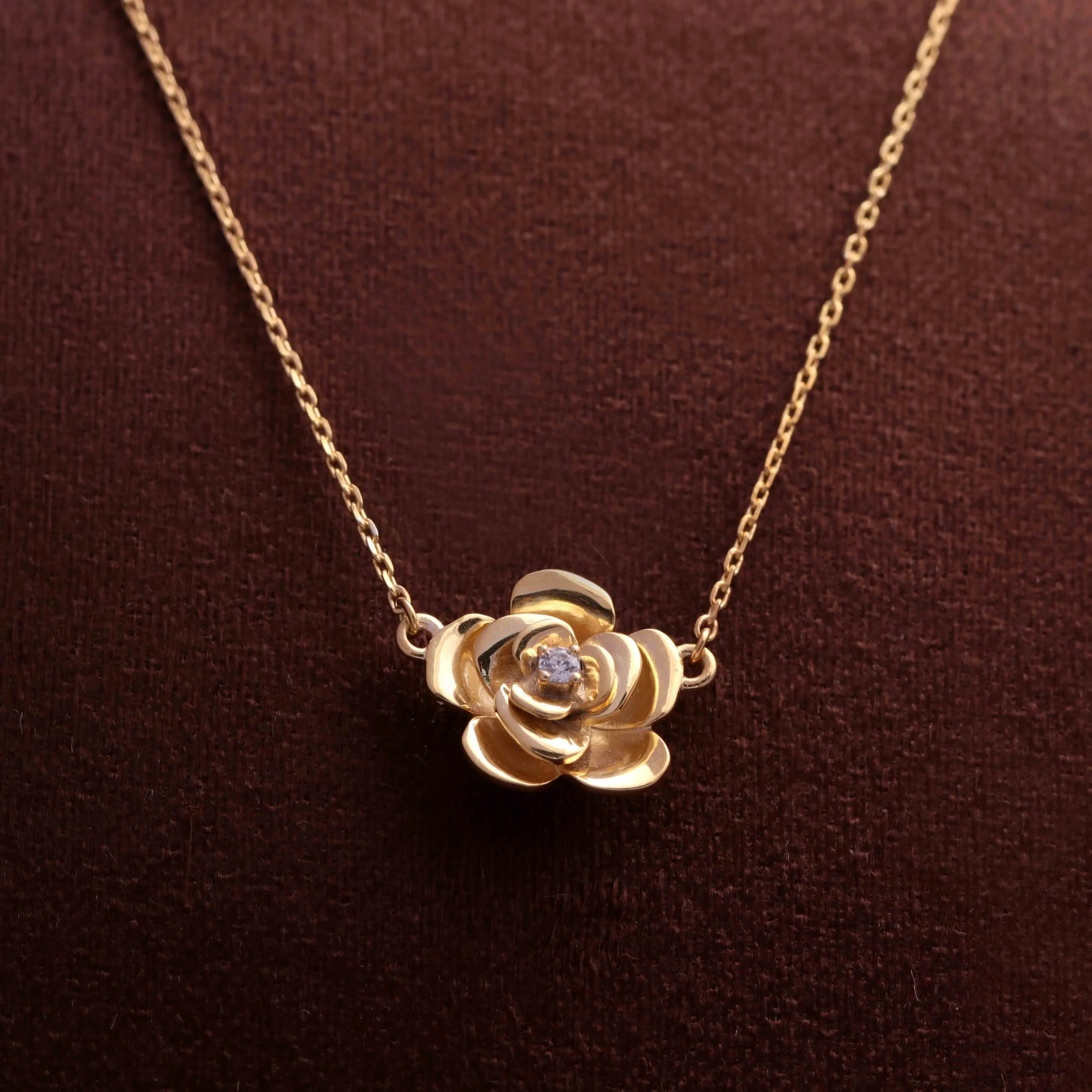 Elegant Rose Silver Pendant Necklace