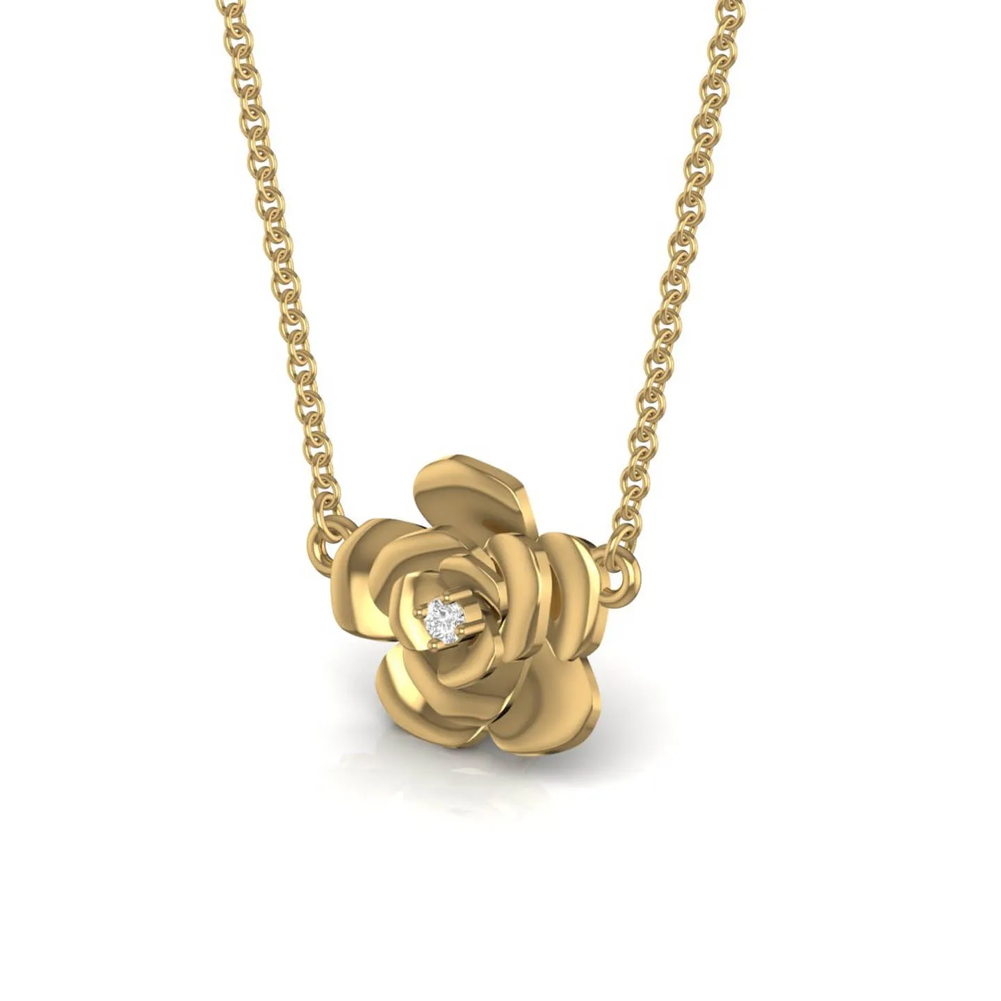 Elegant Rose Silver Pendant Necklace