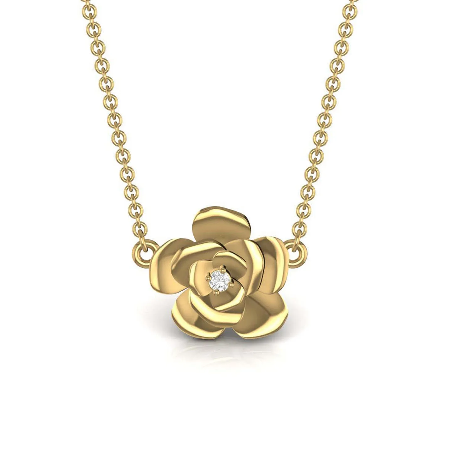 Elegant Rose Silver Pendant Necklace