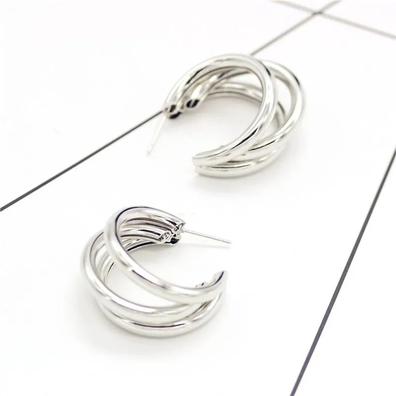 Elegant Three Hoops Earrings