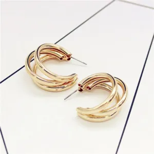 Elegant Three Hoops Earrings