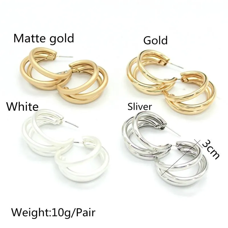 Elegant Three Hoops Earrings