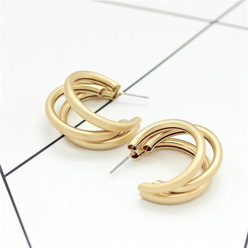 Elegant Three Hoops Earrings