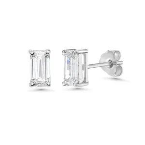 Emerald Cut Diamond Studs Earrings (1.00 ct.) in 18K Gold