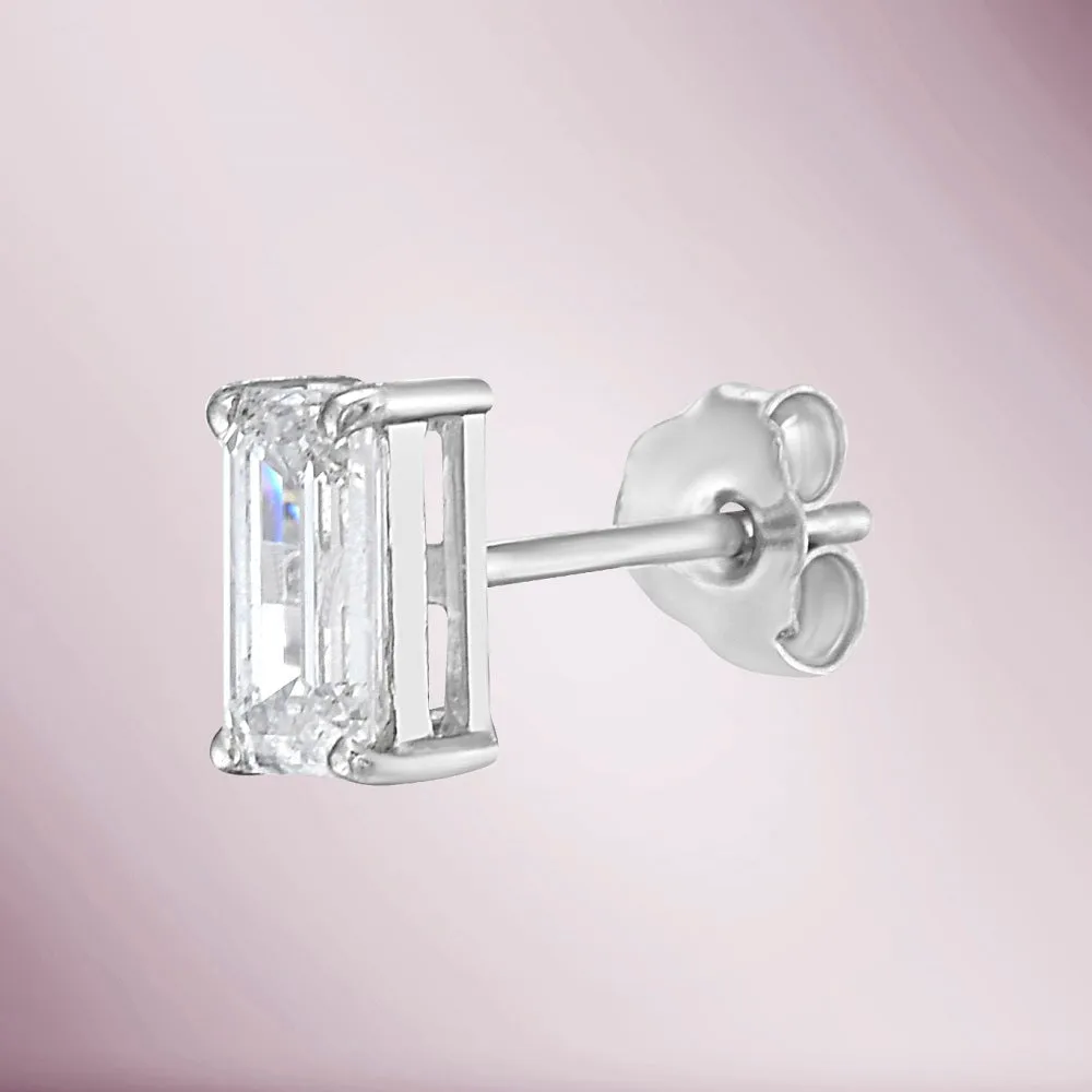 Emerald Cut Diamond Studs Earrings (1.00 ct.) in 18K Gold