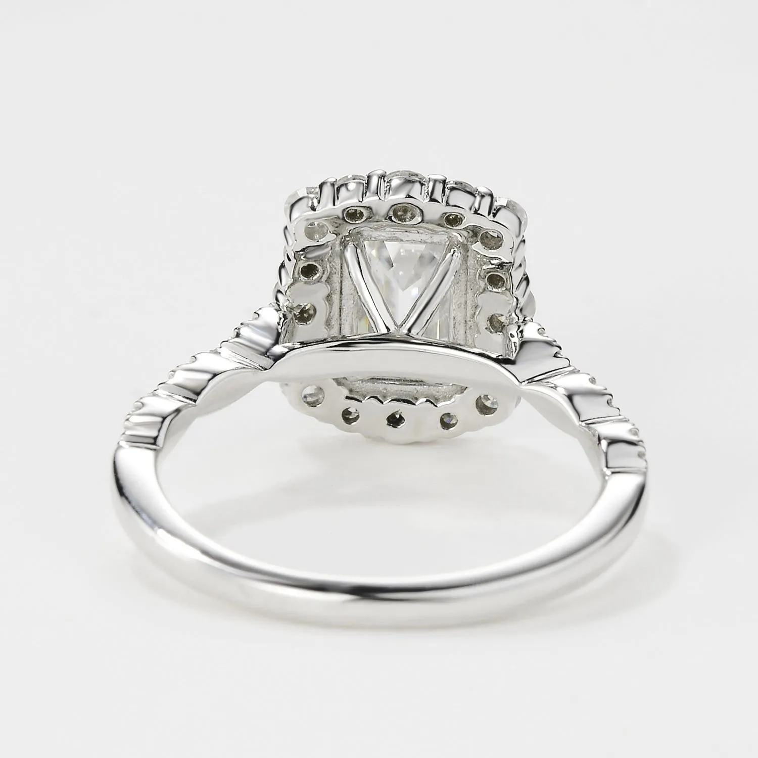 Emerald Cut Moissanite Classic White Gold Engagement Ring