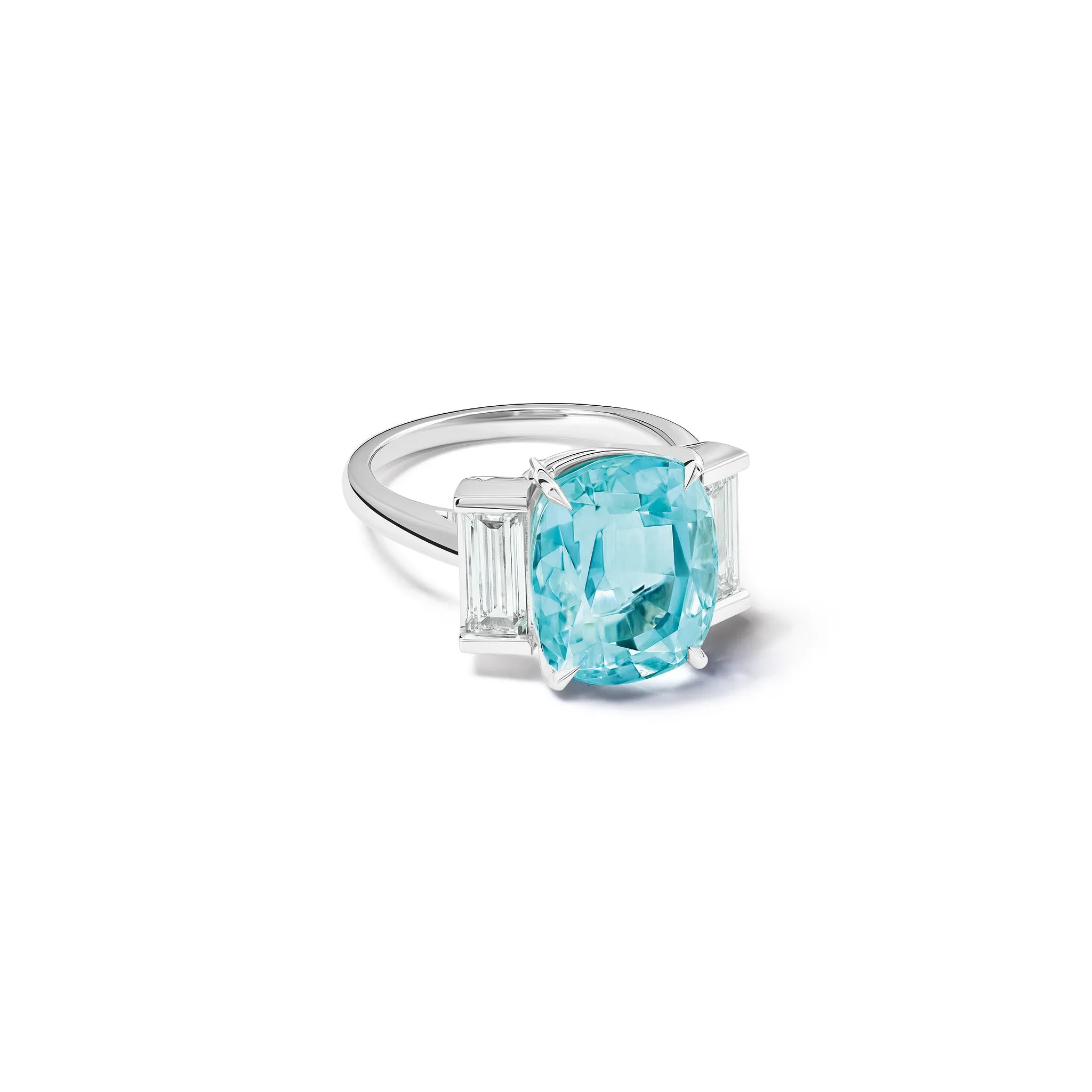 Emma Engagement Ring 18ct White Gold - Aquamarine & Diamond