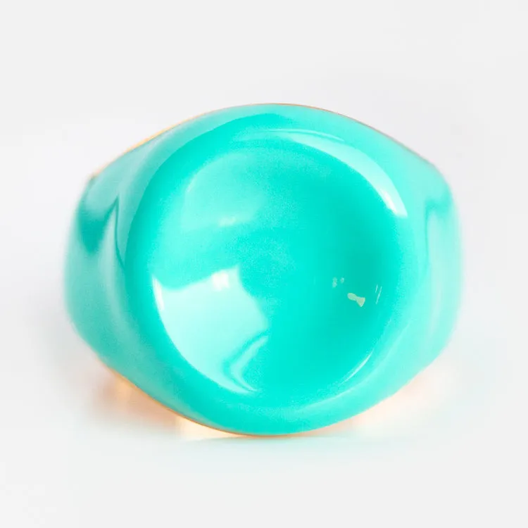 Enamel Button Signet Ring