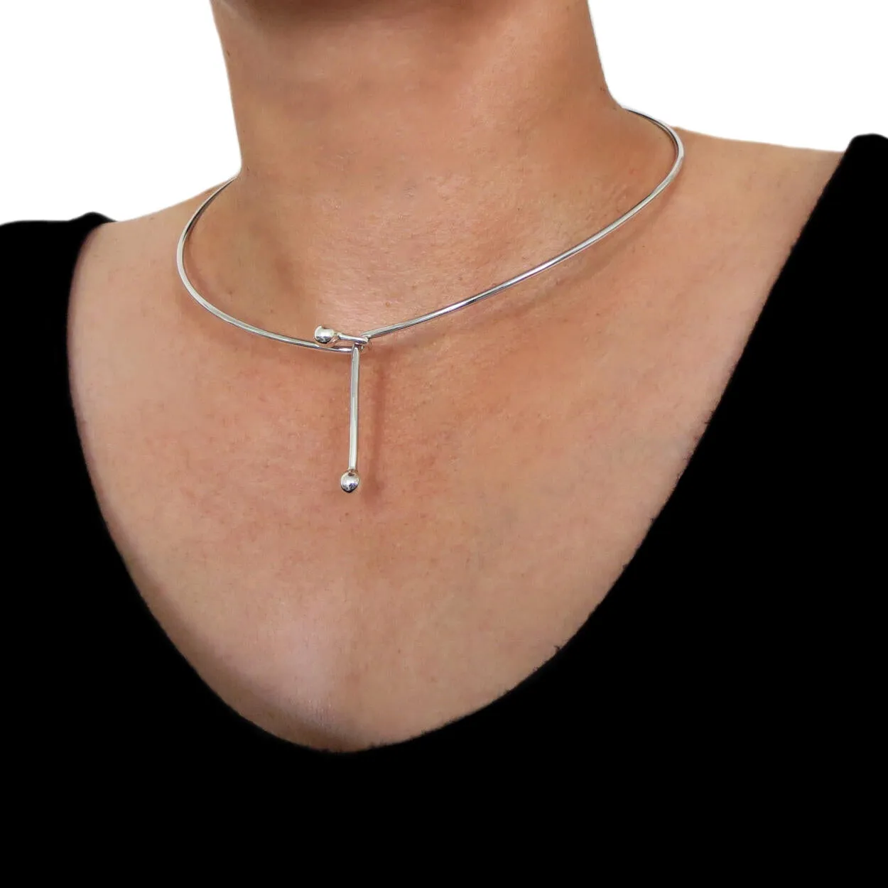 Exclusive Hallmarked Front Hook 925 Sterling Silver Choker Necklace