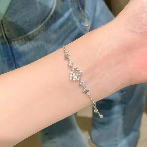 Exquisite Butterfly Chain Bracelet Shiny Zirconia Flower Star