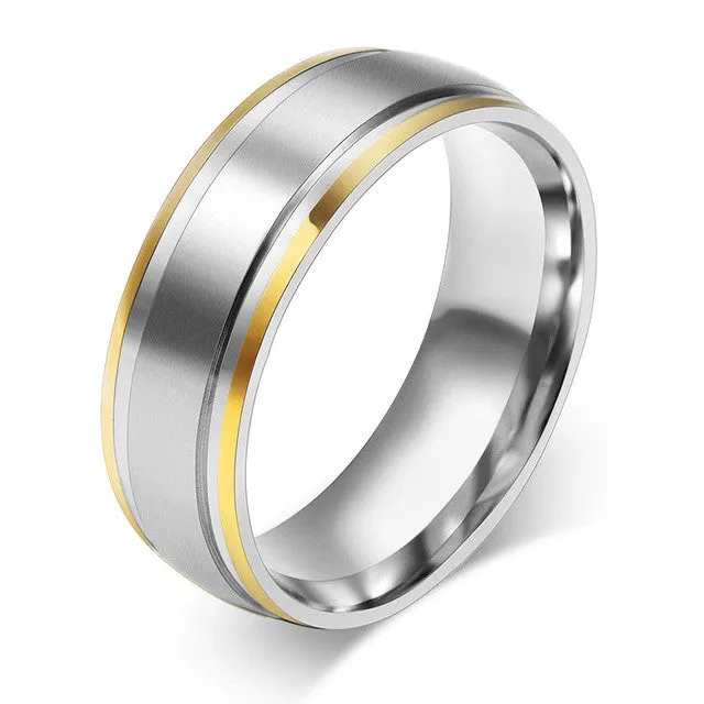 Fashion 18K gold plated rings 316L Stainless Steel rings for men women engagement wedding classic jewelry