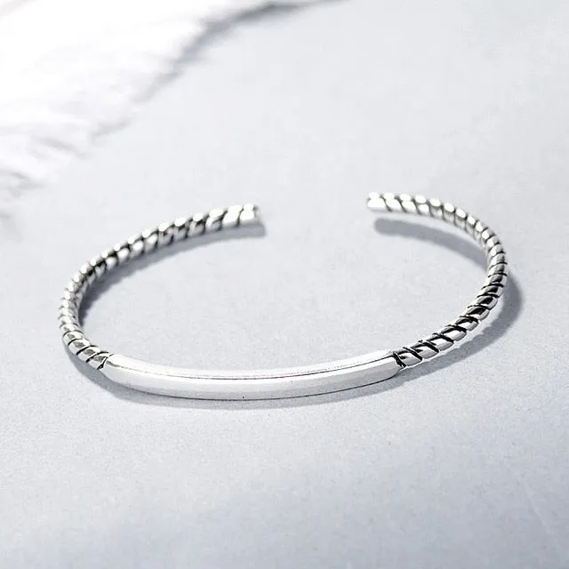 Fashion Jewelry Open Cuff Bangle Bracelet for Women in 925 Sterling Silver