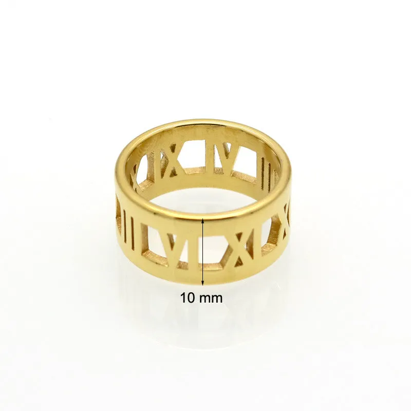 Fashion Roman Number Ring Punk Couple Rings 18K Rose Gold Plated Rings For Women Stainless Steel Ring Finn Jewelry