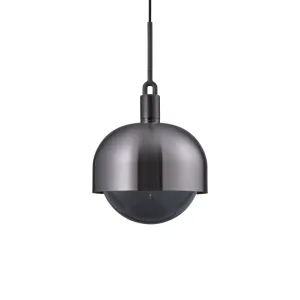 Forked Pendant / Shade / Globe / Smoked / Large / Gun Metal