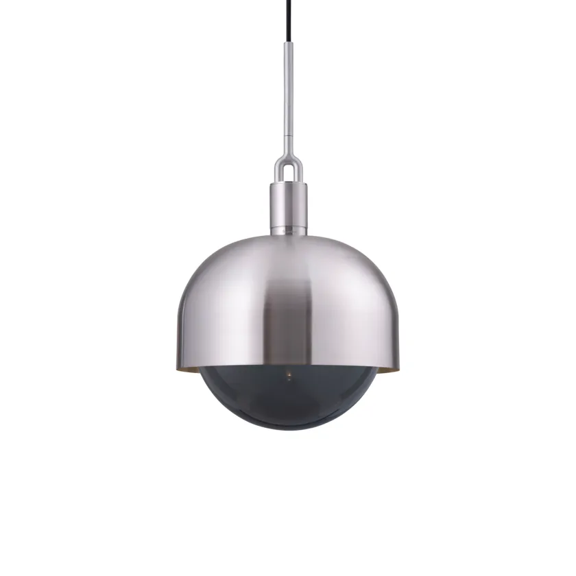 Forked Pendant / Shade / Globe / Smoked / Large / Steel