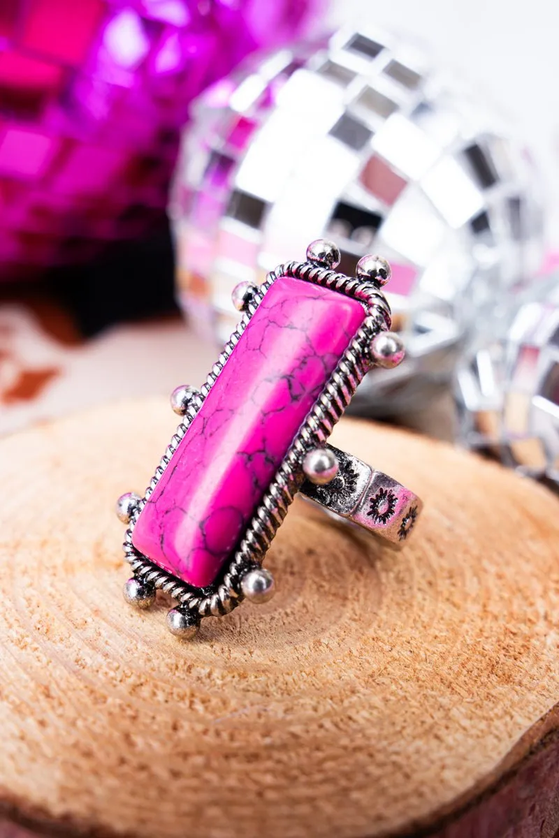 Fuchsia Freya Silvertone Ring