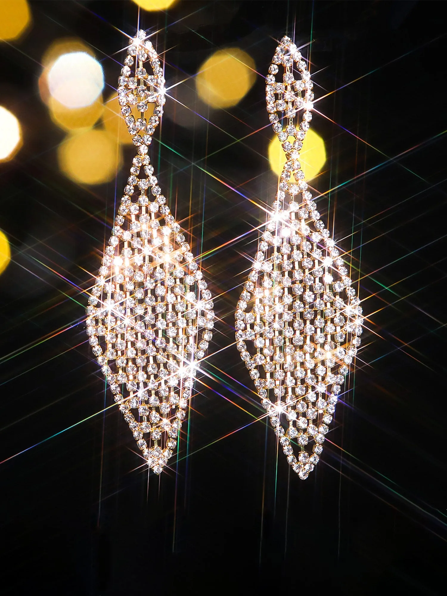 Geometric Diamond Long Earrings