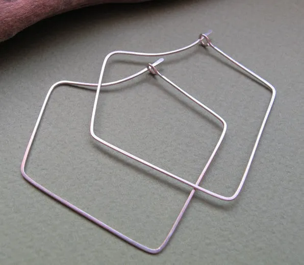 Geometric Earrings - Diamond Sterling Silver Hoops