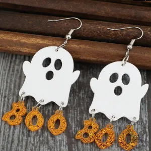 Ghost Pumpkin Halloween Stainless Steel Stud Earrings