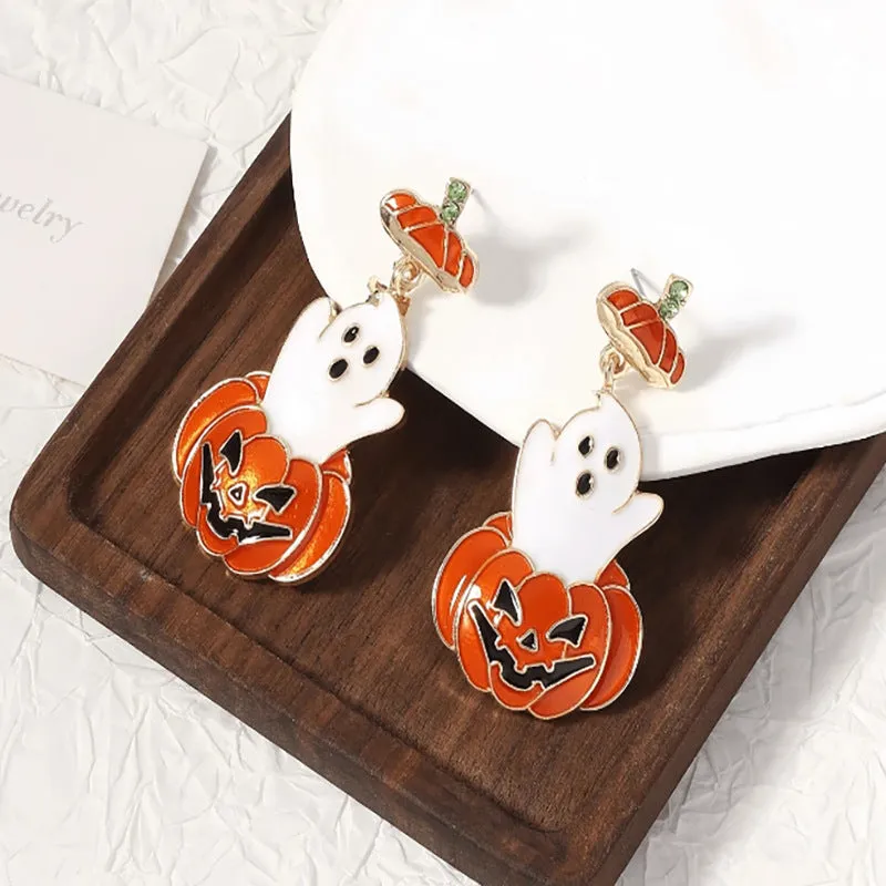 Ghost Pumpkin Halloween Stainless Steel Stud Earrings