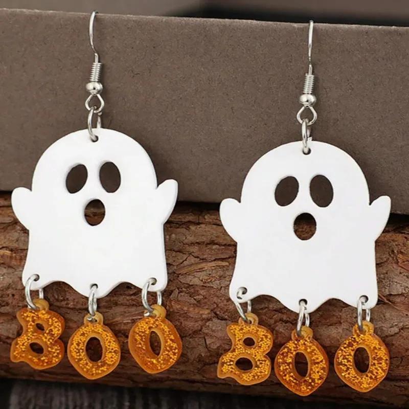 Ghost Pumpkin Halloween Stainless Steel Stud Earrings